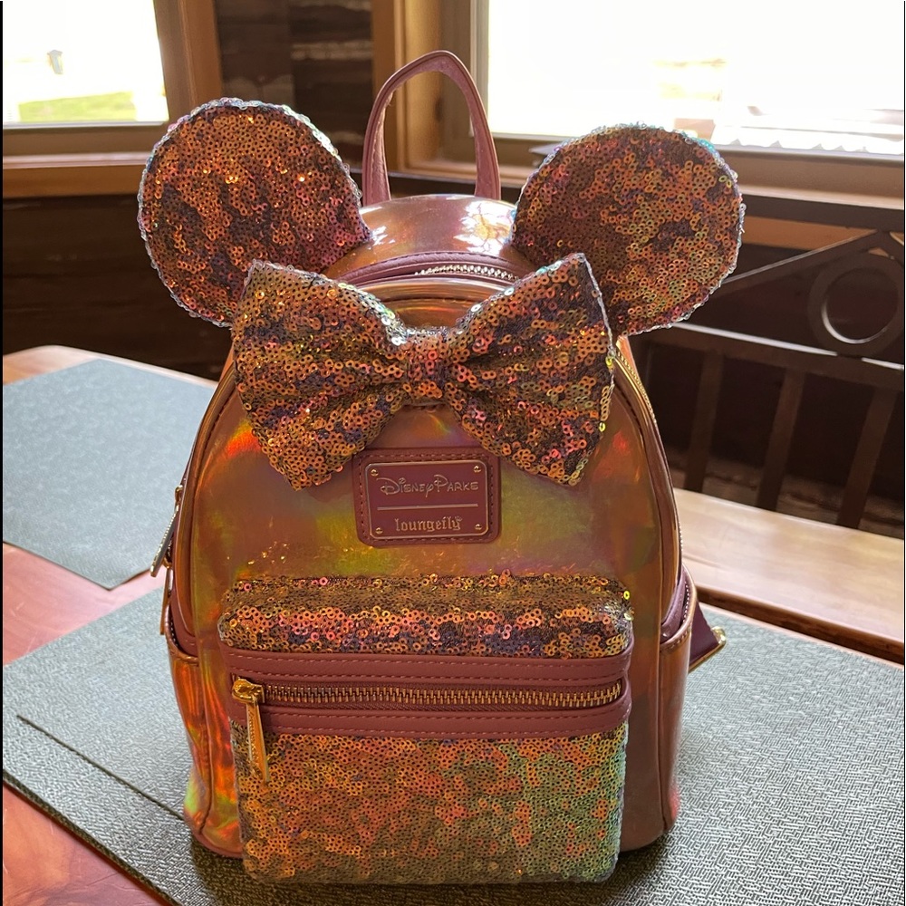Disney 50th Loungefly Minnie Mouse EARidescent mini backpack